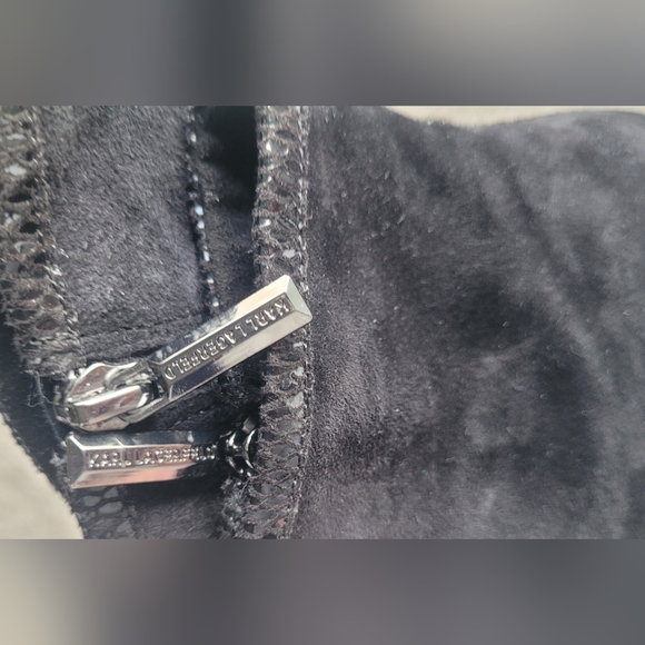 KARL LAGERFELD MONA SUEDE BOOTIES BLACK SIZE 8 - Picture 15 of 16